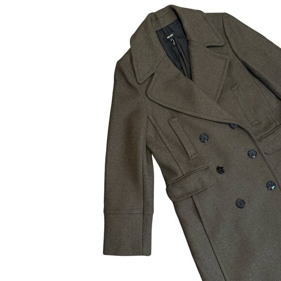 2. ME + EM Khaki Green Melange Wool Longline Coat $768 EUC Sz US 4 - Picture 4 of 6